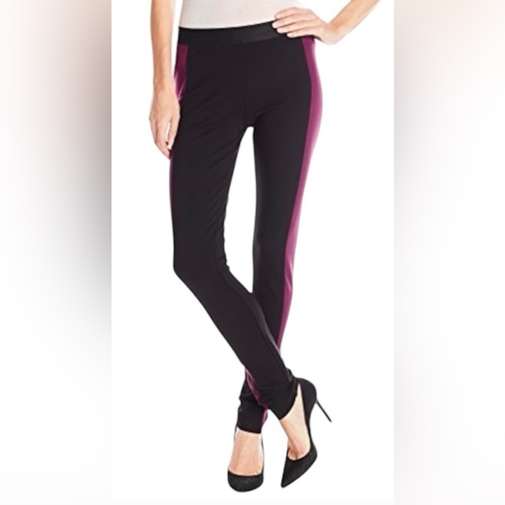 BCBG leggings with purple stripe